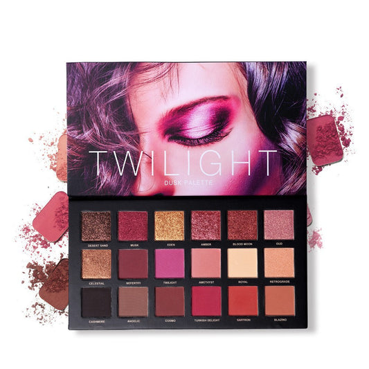 18 Colors EyeShadow Palette Matte Shimmer Velvet Pigmented Twilight And Dusk Eyeshadow Powder Make up