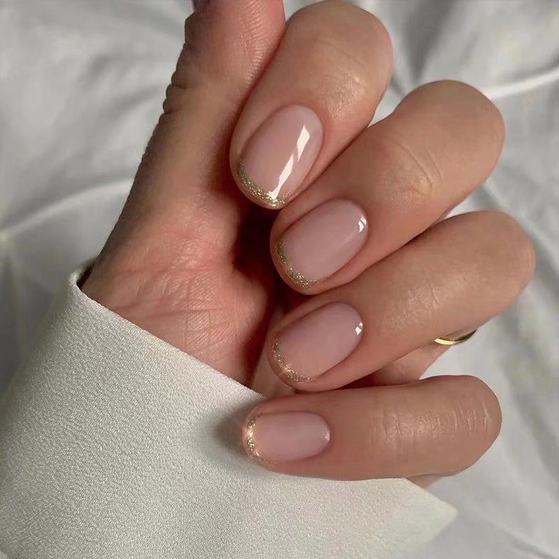 Mid-Length Press On False Nails Gradient Reusable Natural