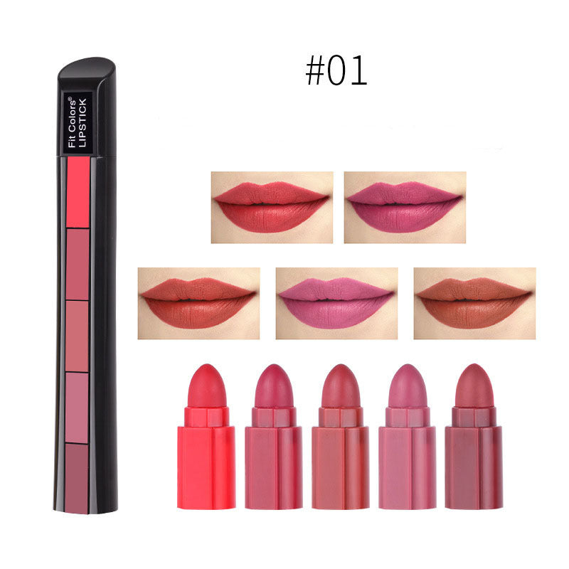 5-color Lipstick Set Velvet Lip Stick Waterproof Sexy Red