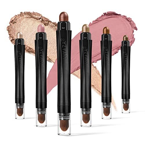 LUXAZA 6PCS Shimmer Neutral Brown Eyeshadow Stick