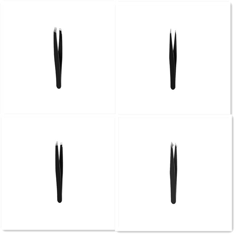 Stainless Steel Eyebrow Tweezers Black Flat Hairs