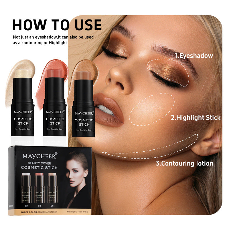 Contour Stick Three Brushes Set Face Stereo Highlight