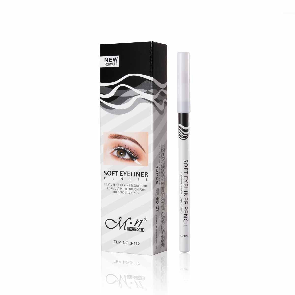 12Pcs Box White Eyeliner Waterproof Pencil Smooth High Gloss