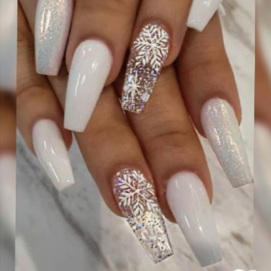 Ice Glitter Short Ballet Nail Art