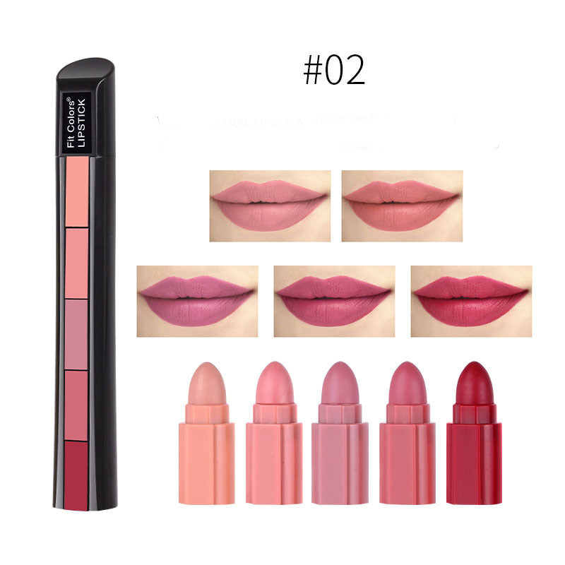 5-color Lipstick Set Velvet Lip Stick Waterproof Sexy Red